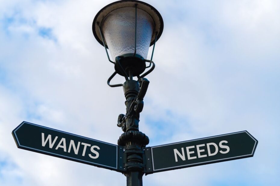 Controle de desejos e necessidades — equilíbrio financeiro e escolhas conscientes.